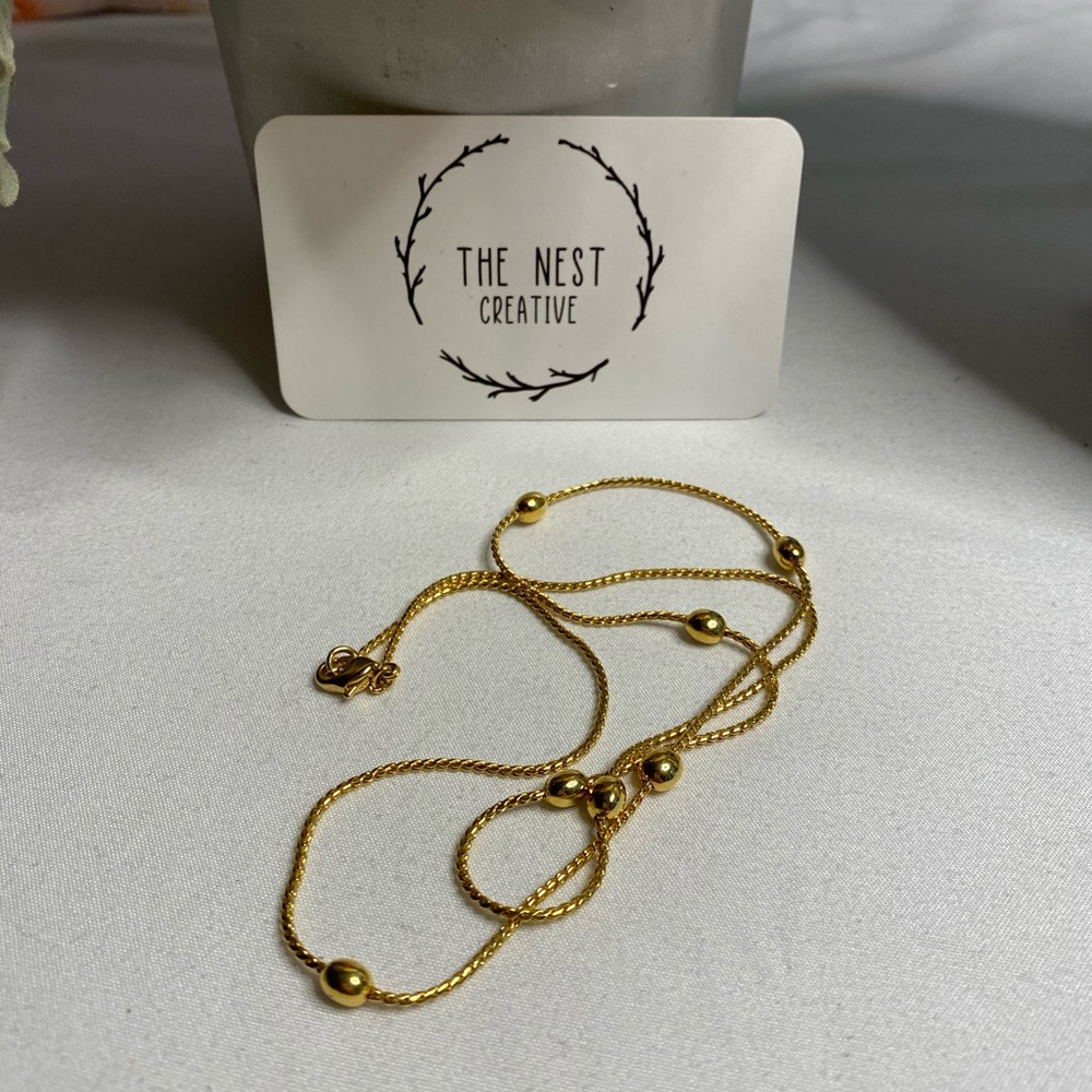 Vintage Gold Necklace with Ball Accents - Picture 4 of 4